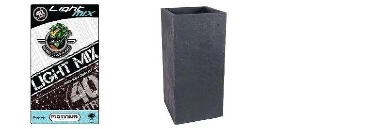 Pack - Bac carré Volcania Anthracite 31L + Substrat Platinium LightMIX