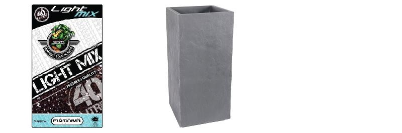 Pack - Bac carré Volcania Gris Galet 31L + Substrat Platinium LightMIX