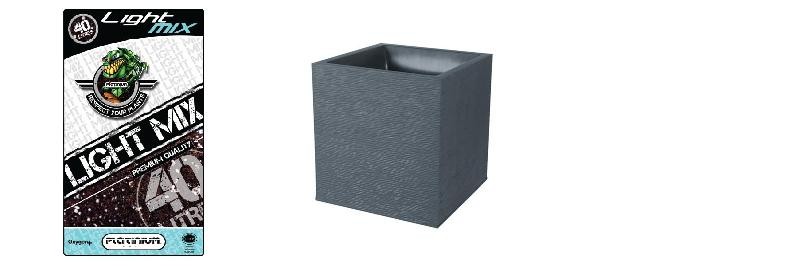 Pack - Pot carré Graphit Gris anthracite 31L + Substrat Platinium LightMIX