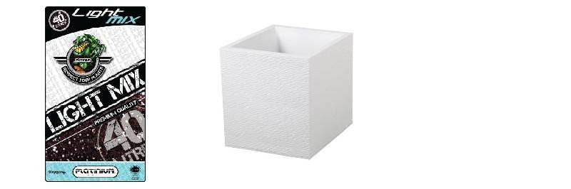 Pack - Pot carré Graphit Blanc 31L + Substrat Platinium LightMIX