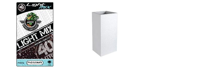  Pack - Hoher Topf Graphit 31L Weiß Ceruse + Substrat Platinium LightMIX