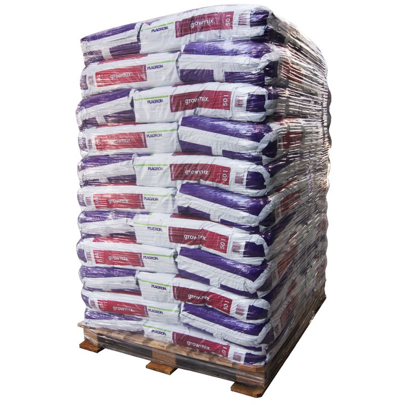 Palette de 55 terreaux Grow-Mix sac de 50L Plagron, croissance et floraison avec perlite
