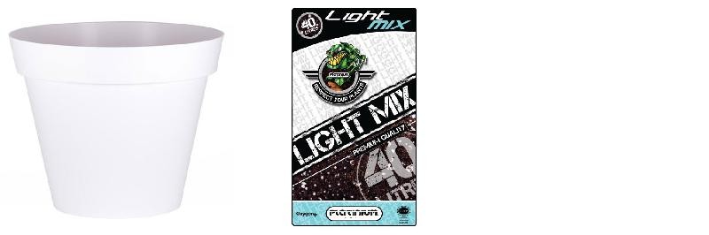  Pack - Pentola EDA Toscane Bianco rotondo 356L + Substrato Platinium LightMIX 40L