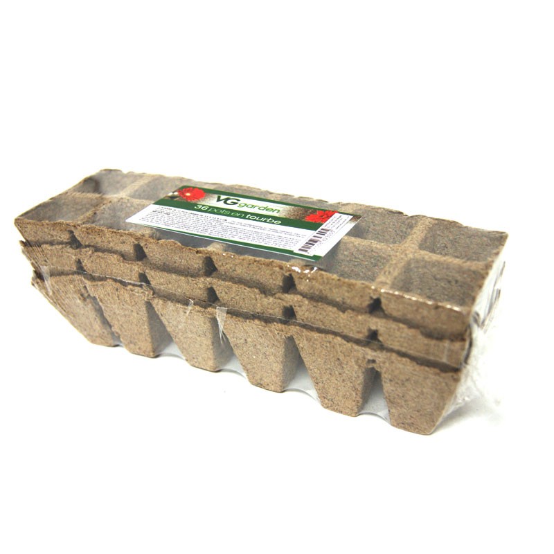 VG Garden - 36 pots carrés en tourbe - 3.5x3.5x5cm