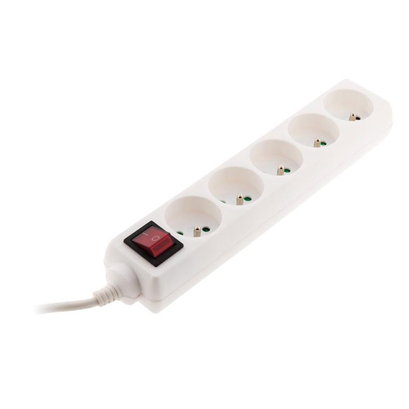 Zenitech - Bloc 5 Prises 16A interupteur Blanc