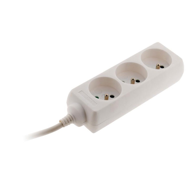 BLOC 3 prises + FICHE EXTRA PLATE BLANC 1 Mètre -
