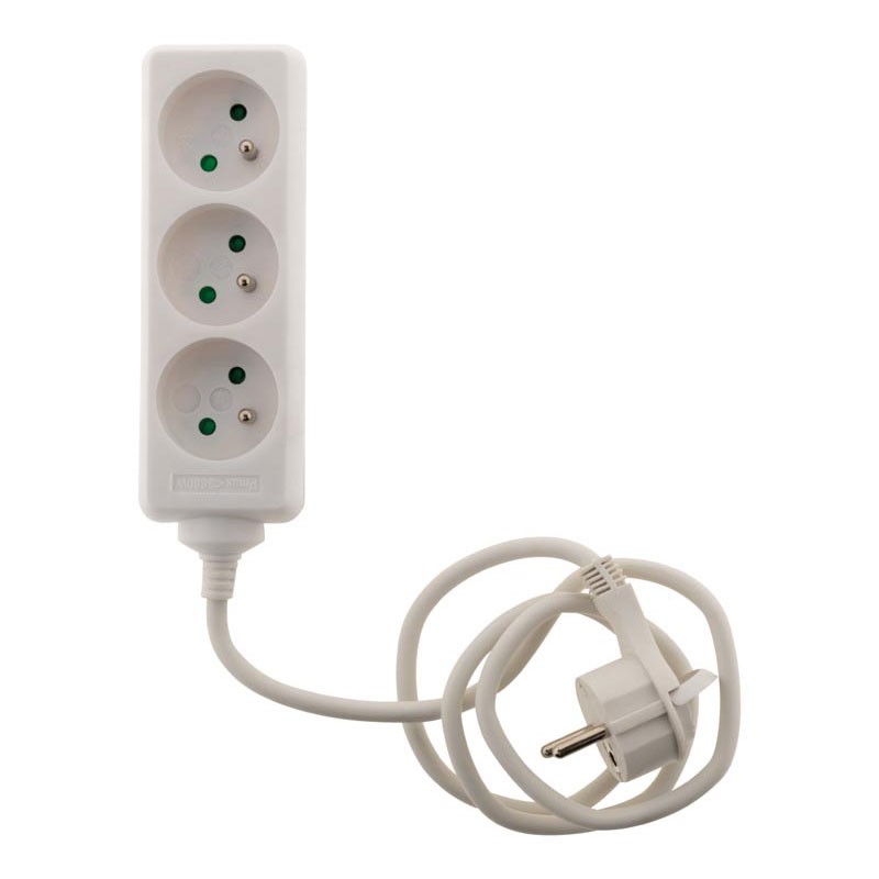 Zenitech - BLOC 3 prises + FICHE EXTRA PLATE BLANC 1 Mètre