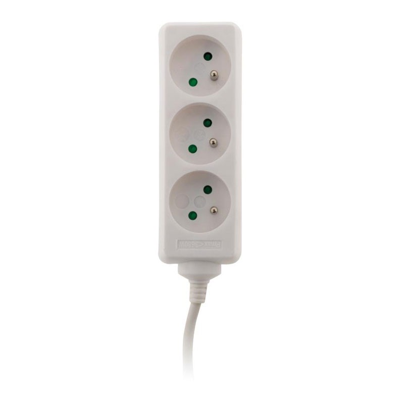 BLOC 3 prises + FICHE EXTRA PLATE BLANC 1 Mètre -