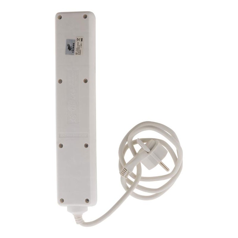 BLOC 5 prises + inter. + FICHE EXTRA PLATE BLANC 1 Mètre -