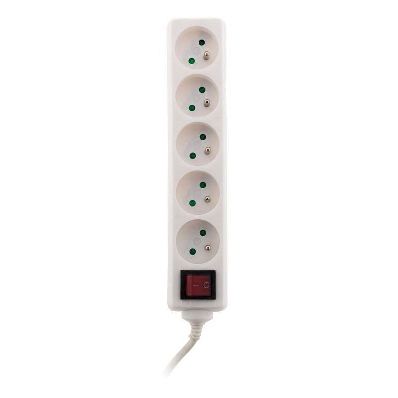 BLOC 5 prises + inter. + FICHE EXTRA PLATE BLANC 1 Mètre -