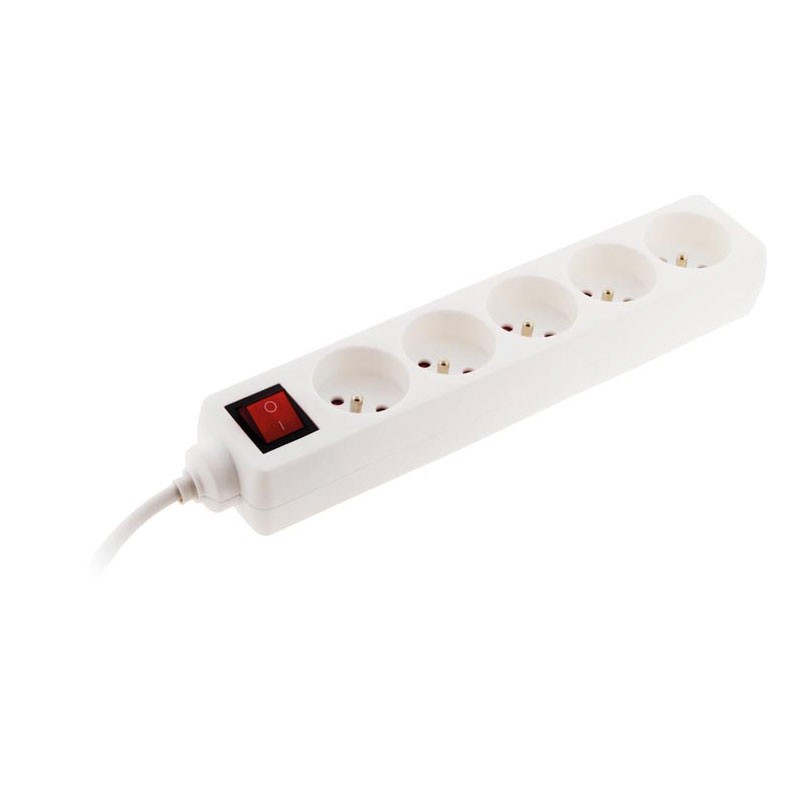 BLOC 5 prises + inter. + FICHE EXTRA PLATE BLANC 1 Mètre -