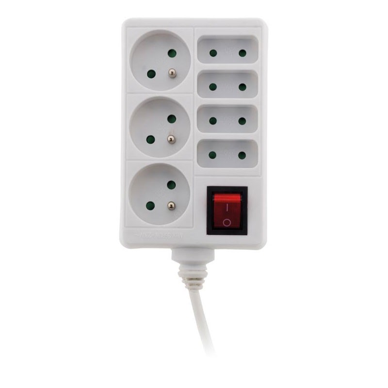 Zenitech - Bloc multiprise 4 prises 6A + 3x16A + interrupteur Blanc