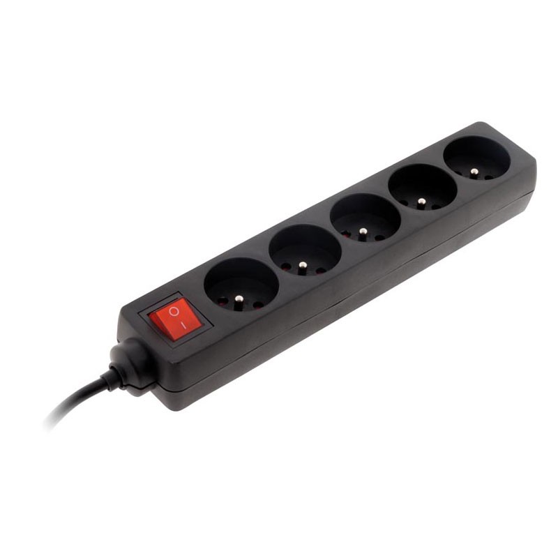 Zenitech - multiprise Bloc 5 Prises 16A interrupteur Noir