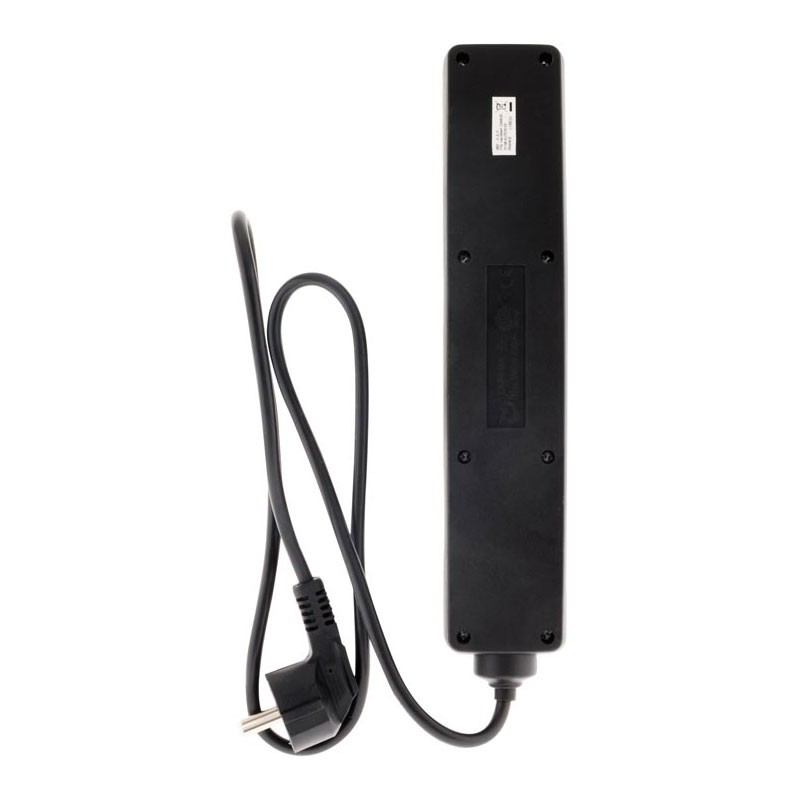 Interruptor de 5 tomas de corriente 16A Negro