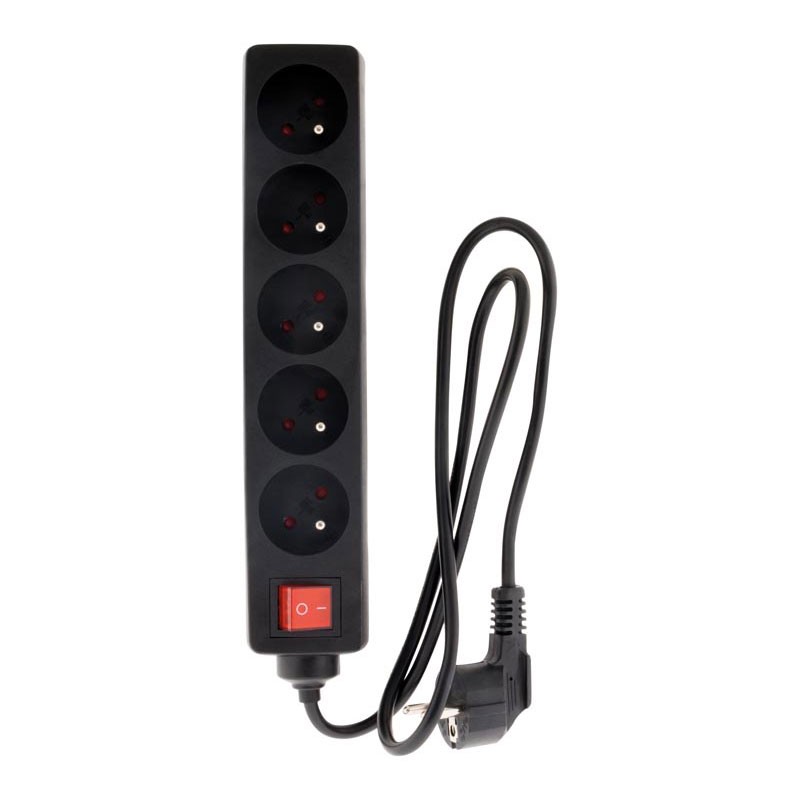 Interruptor de 5 tomas de corriente 16A Negro