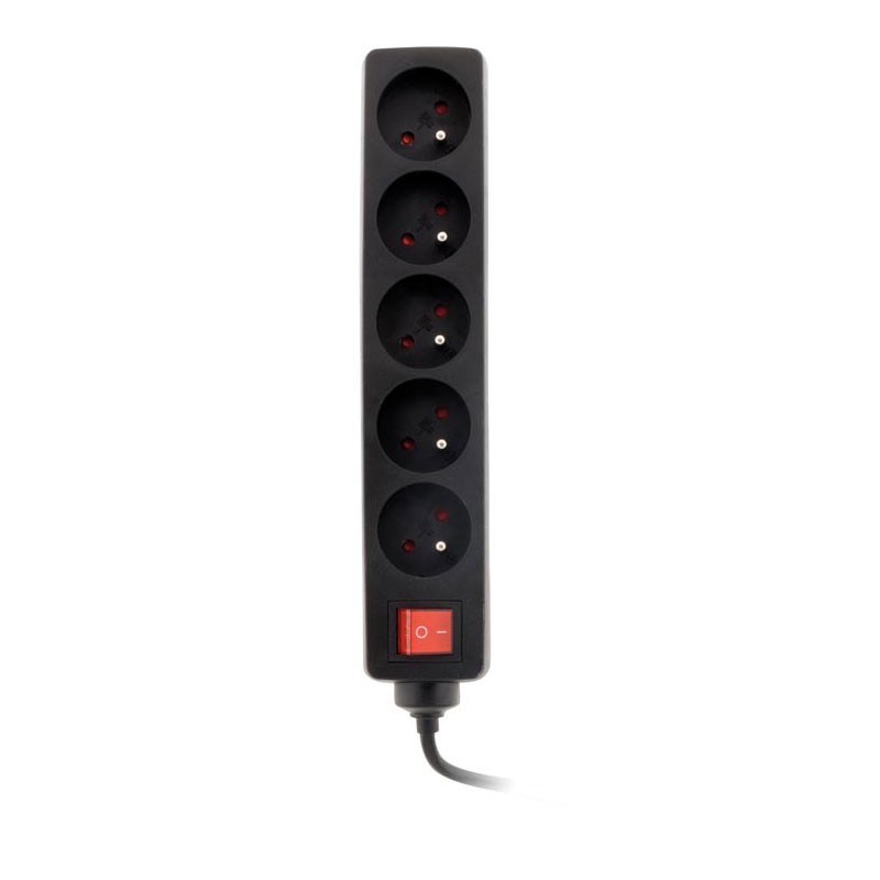 Interruptor de 5 tomas de corriente 16A Negro
