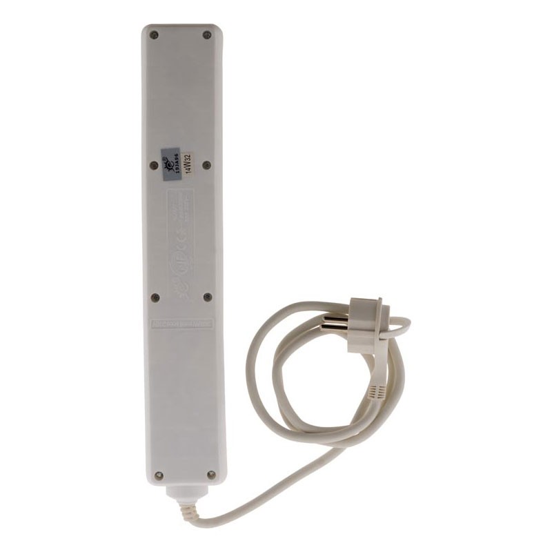 6 tomadas + interruptor + EXTRA FLAT PLUG BRANCO 1 Meter -