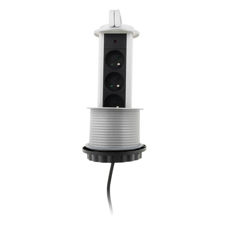 Otio - 3 x 16A kitchen sockets Retractable wired HO5VVF 3G1 -1,60 M black 