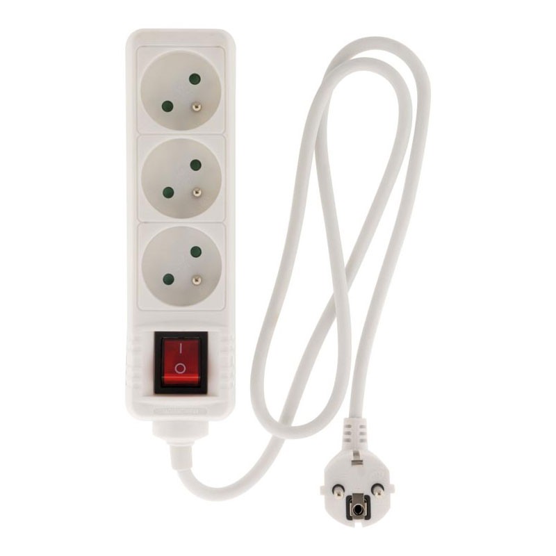 Zenitech - Bloc 3 Prises 16A interrupteur Blanc
