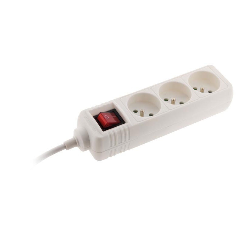 Bloc 3 Prises 16A interrupteur Blanc