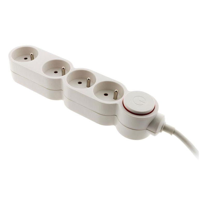 Otio - Bloc 4X16A + inter BLANC câble HO5VVF 3G1mm² - Longueur 1,5 M équipé d'une fiche EXTRAPLATE
