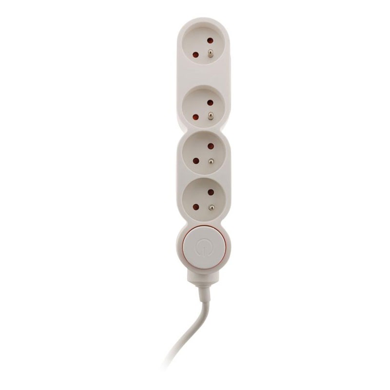 Bloco 4X16A + cabo interruptor BRANCO HO5VVF 3G1mmÂ² - Comprimento 1,5 M equipado com uma ficha EXTRAPLATE