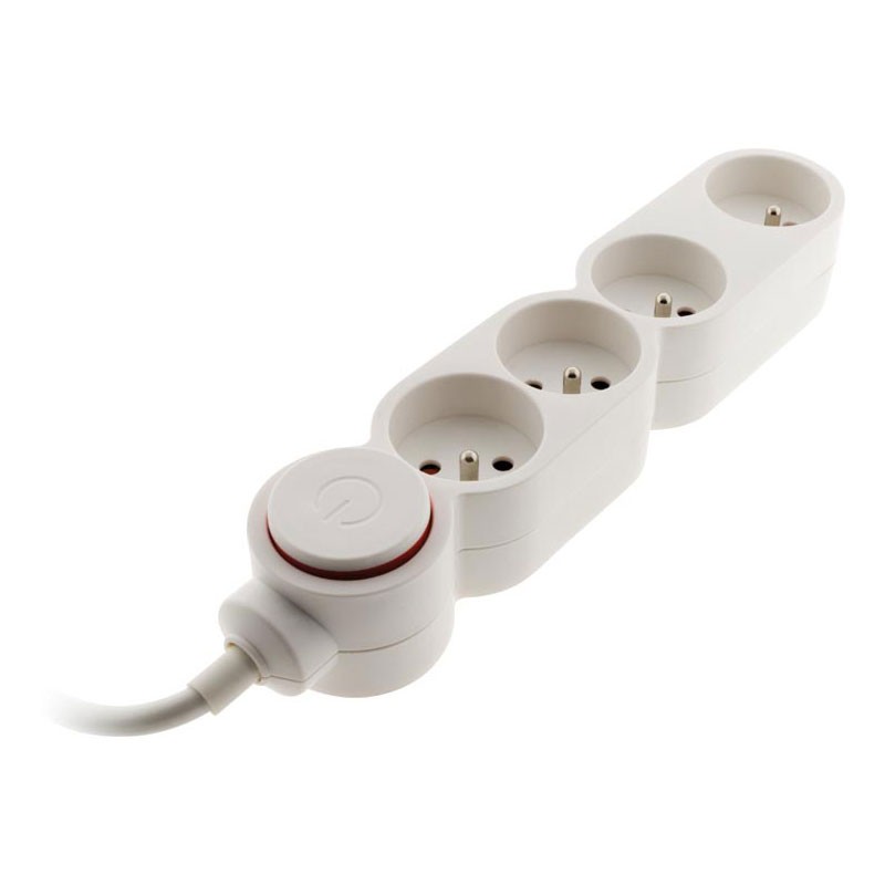 Bloco 4X16A + cabo interruptor BRANCO HO5VVF 3G1mmÂ² - Comprimento 1,5 M equipado com uma ficha EXTRAPLATE