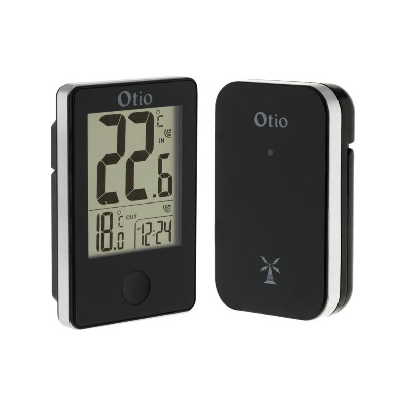Otio - Thermomètre avec capteur extérieur sans fil Noir