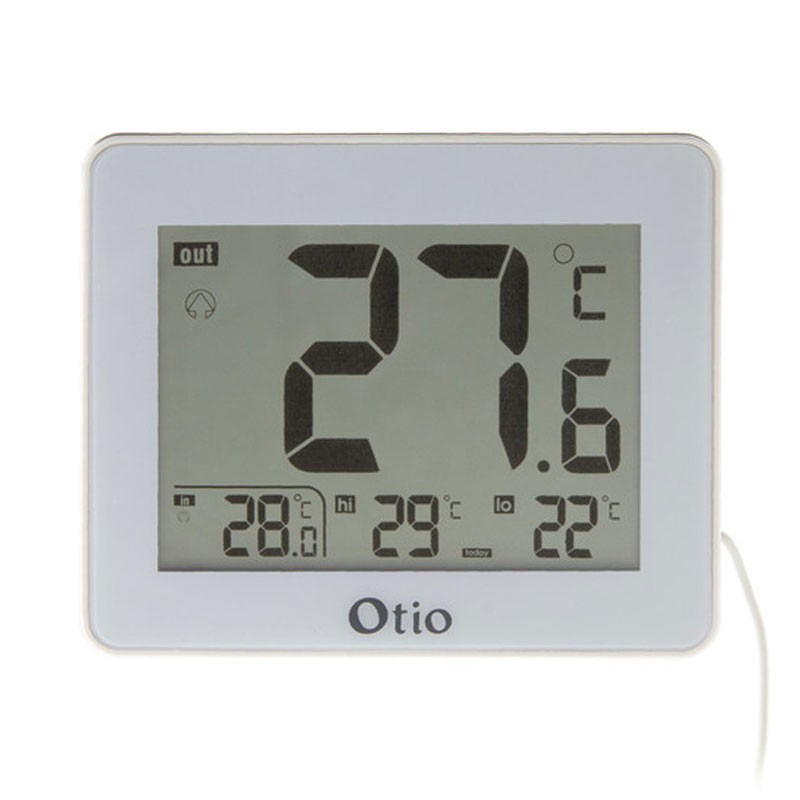 THERMOMETRE INT/EXT LCD 82x99MM SONDE FILAIRE BLANC otio