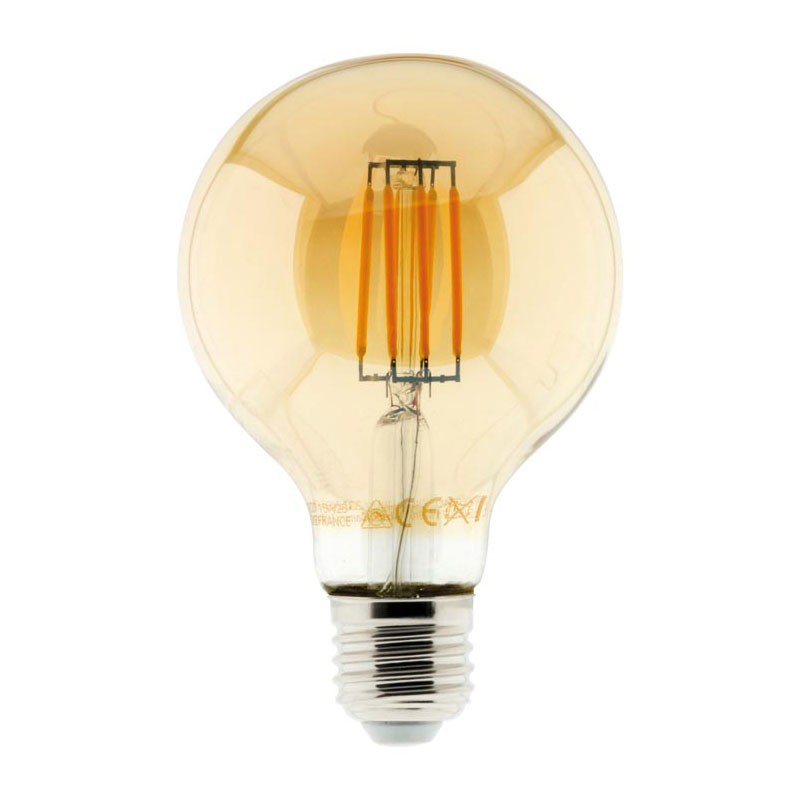 Elexity - Ampoule led filament ambrée globe 6W E27 720 lumens 