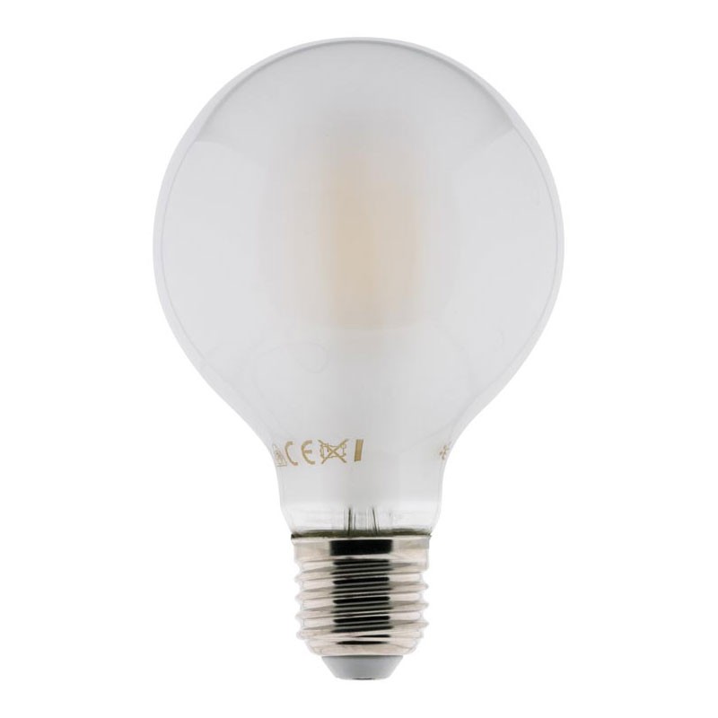 Elexity - Ampoule LED filament dépoli globe 80mm 6W E27 806 lumens
