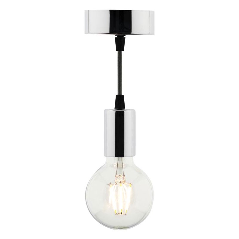 Elixity - Kit de suspensión metálico cromado + globo led 6w filamento