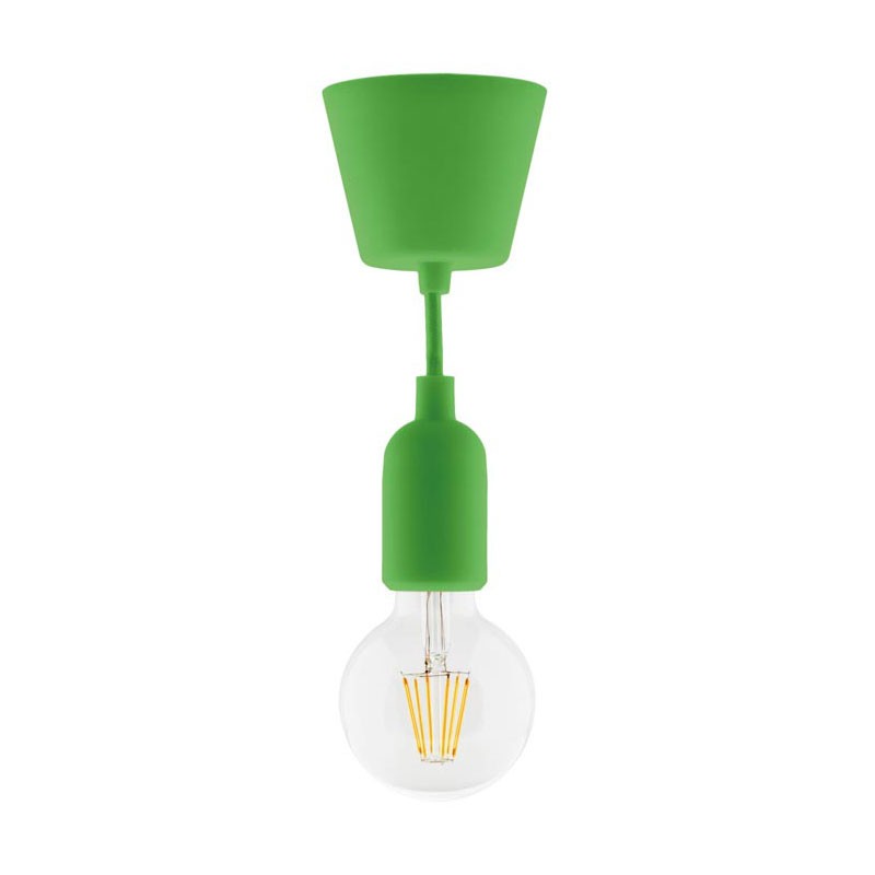 Elixity - kit de suspension déco silicone vert + globe filament led 6w