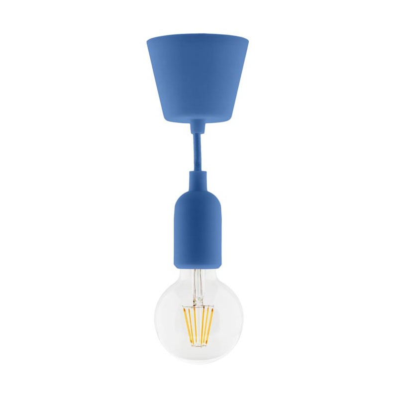 Elixity - kit de suspension déco silicone bleu + globe filament led 6w