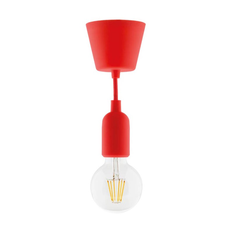 Elixity - kit de suspension déco rouge silicone + globe filament led