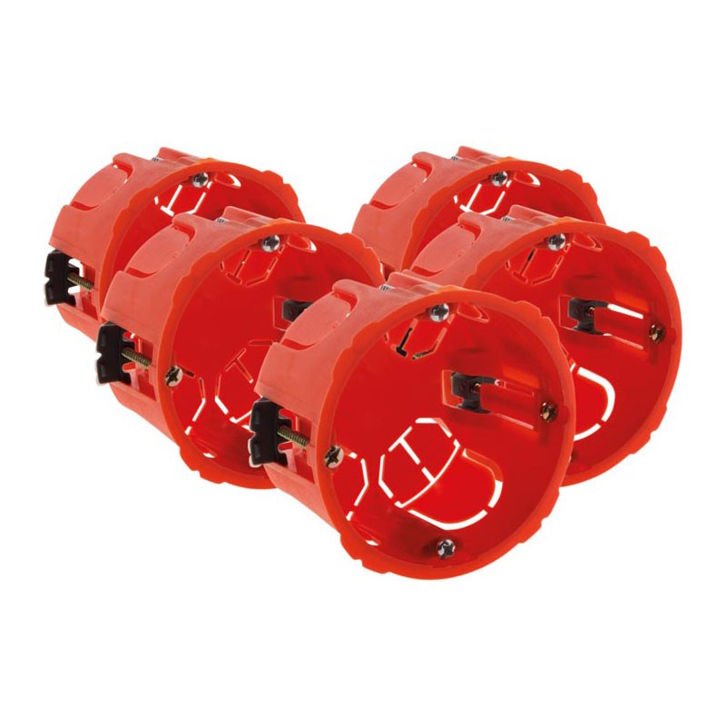 Lot de 5 boites rondes P.40mm à placo vis + griffes
