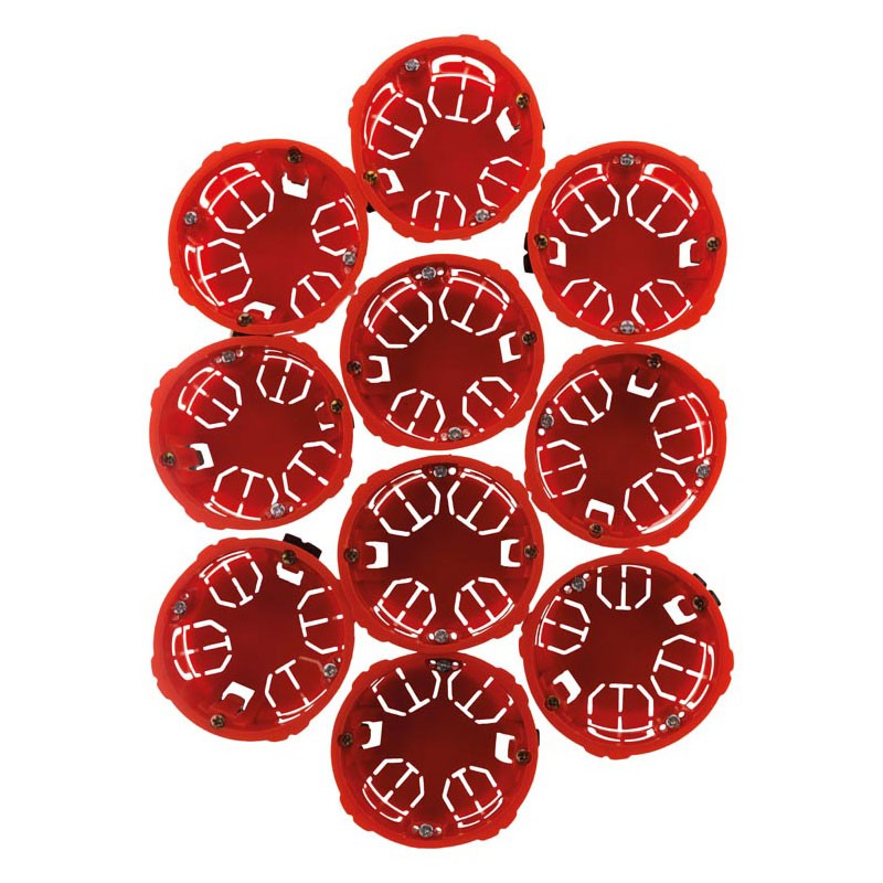 Lot de 10 boites rondes D.67 P.40mm à placo vis+griffes