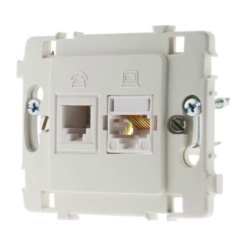 133028 PRISE RJ11+RJ45 CLARYS NU BLANC