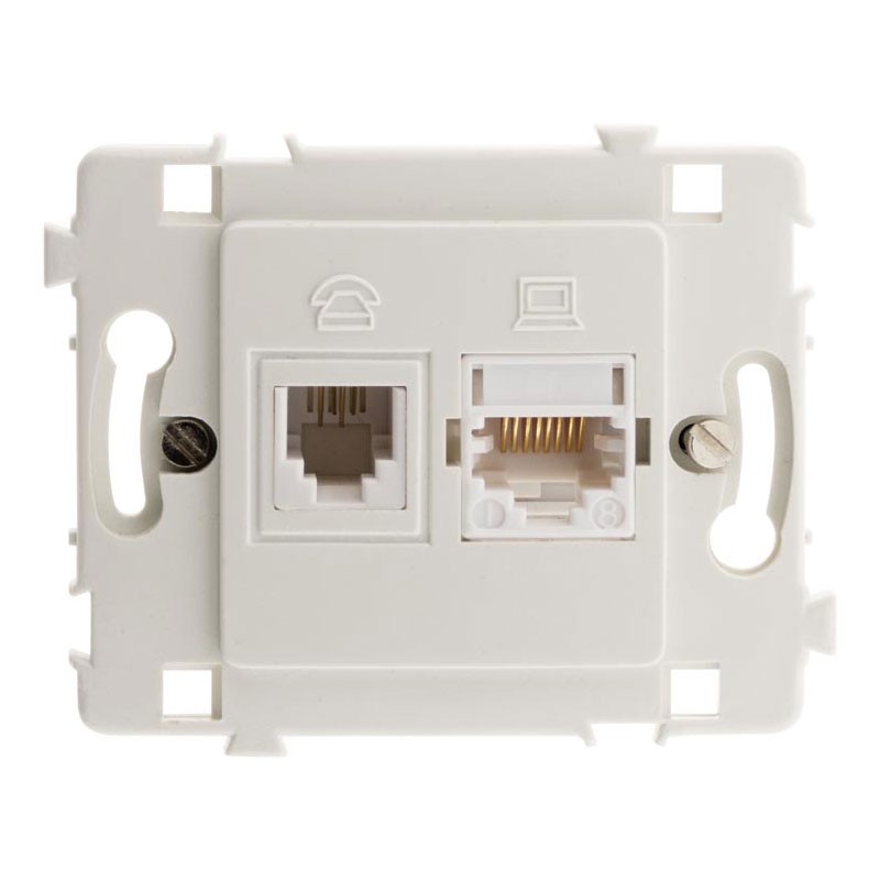 Prise RJ11 + RJ45 Clarys nu blanc
