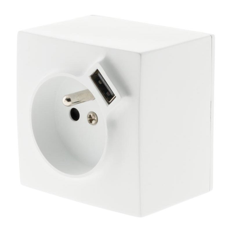 130468 TOMADA DE PAREDE 2P+T + USB 2.4A BRANCO