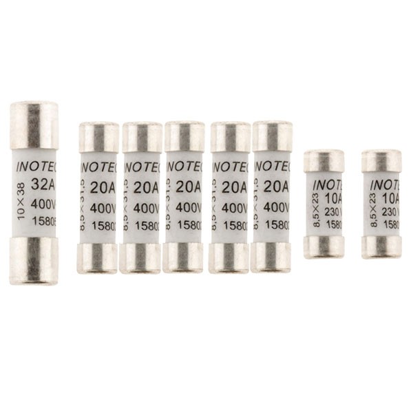 Lot de 8 fusibles céramique (2X10A+5x20A+32A)-sans voyant-NF