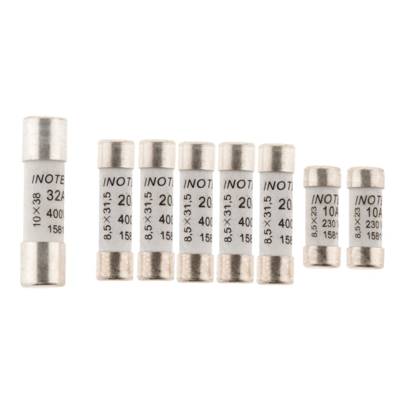 Lot 8 fusibles céramique (2x10A+5x20A+32A) avec voyant - NF