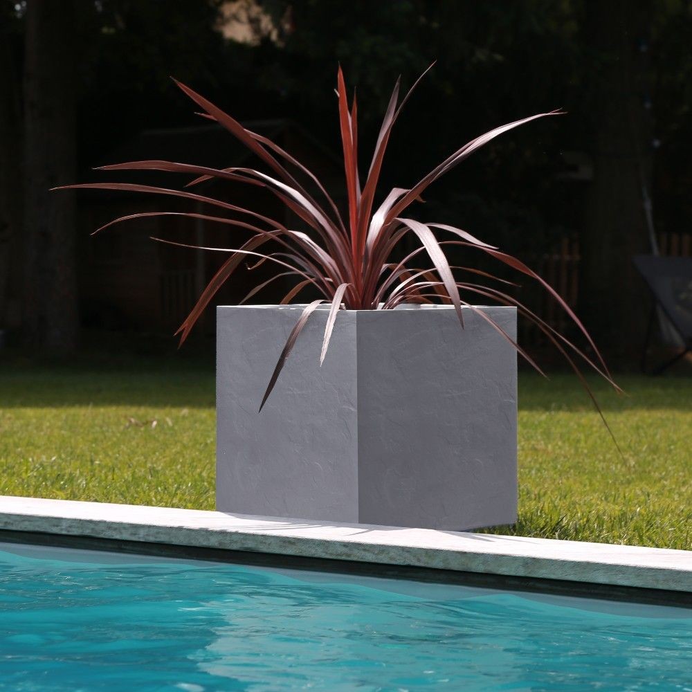 13757 G.GL CARRE VOLCANIA UP 21L KIEZELGRIJS 29.5X29.5X29.5CM