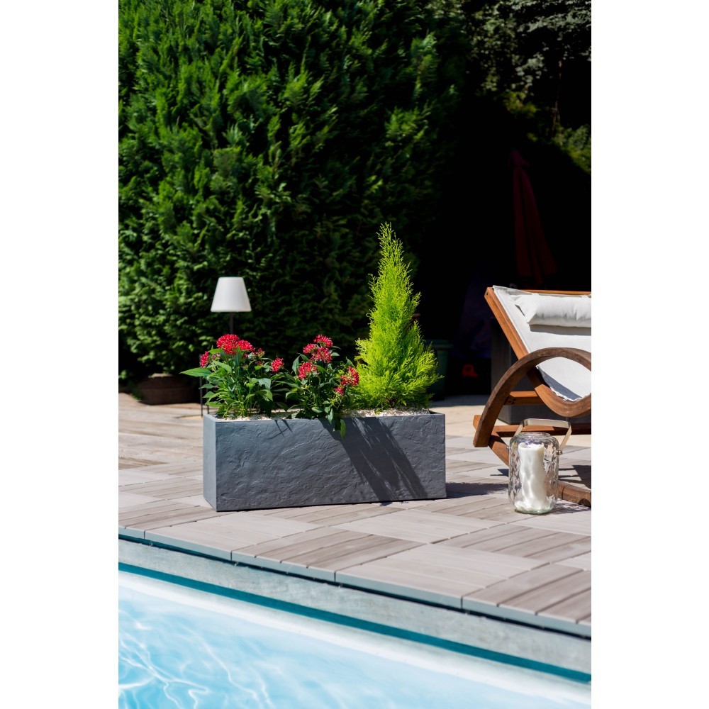 13756 G.GL JARDINIERE VOLCANIA UP 57L GRIS GALET 79.5X29.5X29.5CM