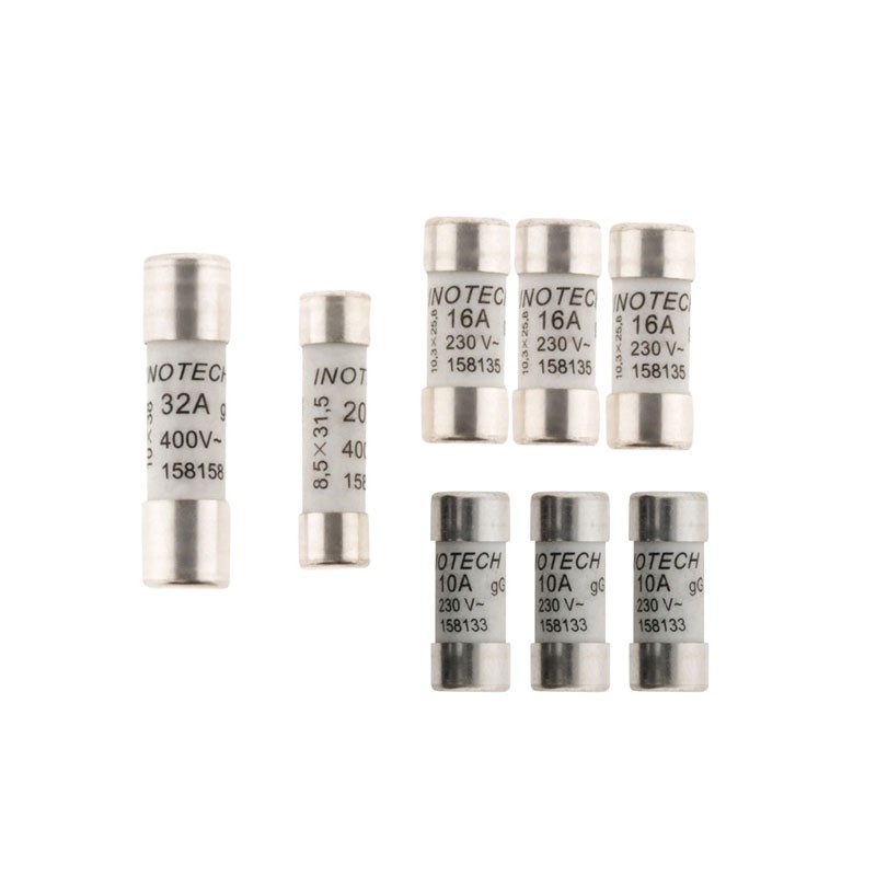Lot 8 fusibles céramique (3X10A+3x16A+20A+32A) avec voyant - NF