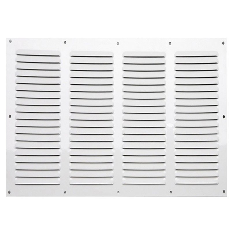 Winflex - Grelha de ventilação 400x200mm de aço branco 4 filas com tela de insectos