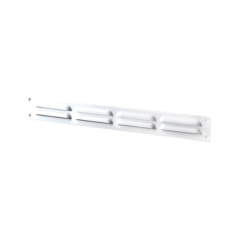 Winflex - Grille d'aération 400x40mm acier blanc 4 encoches avec écran anti-insecte