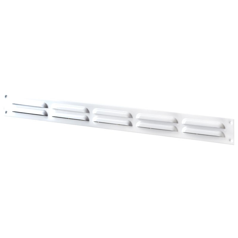 Winflex - Grelha de ventilação 500x40mm de aço branco 5 ranhuras com tela mosquiteira