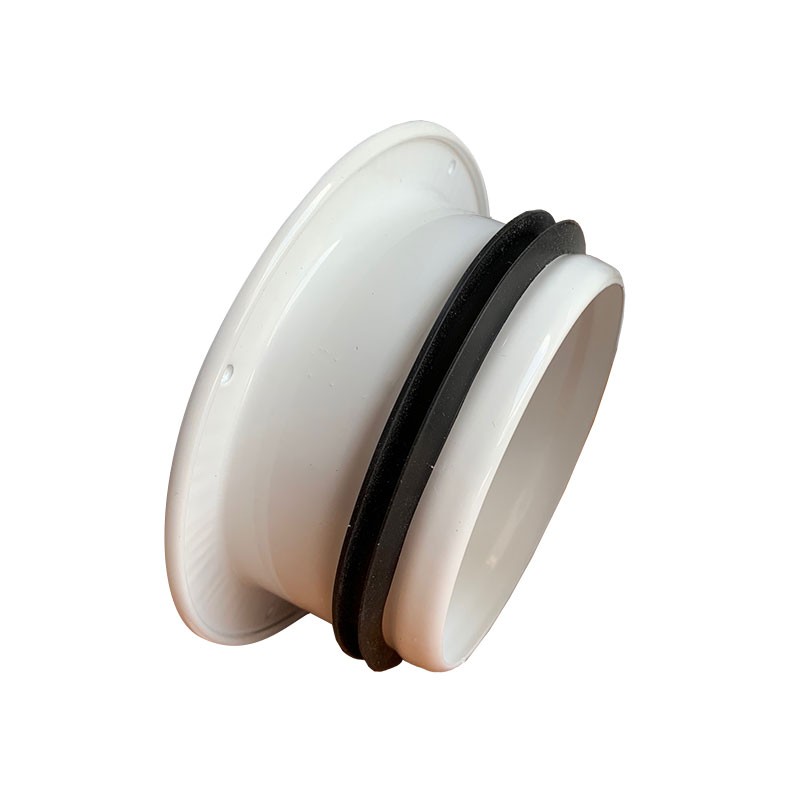 GRILLE RONDE FLANGE 100MM AV JOINT CAOUCHTOUC ACIER BLANC + ECRAn