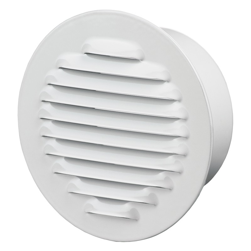 Winflex - Grille d'aération ronde ø100mm acier blanc avec écran anti-insecte